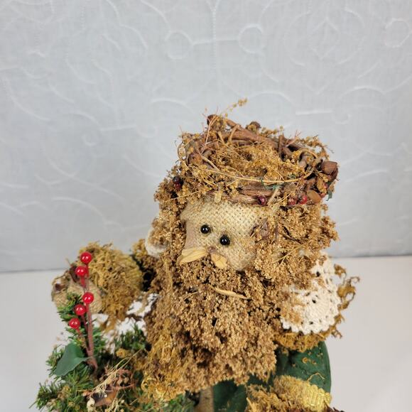 VINTAGE Folk Santa Claus 12" Green Holiday‎ Christmas Rustic Decoration Figure - Picture 13 of 14